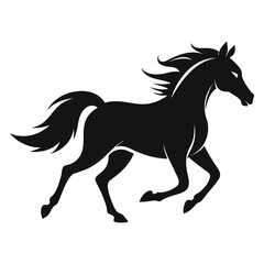Running horse black silhouette isolated vector on clear background
