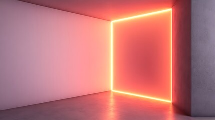 Empty Room Neon Light Corridor