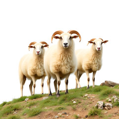 Fototapeta premium Set of barbary sheeps. Isolated over white
