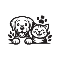 Cat and Dog Pet Shop Logo – Cute Animal Mascot Design for Pet Store Branding