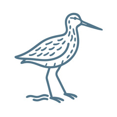 Simple Redshank Bird Illustration Line Art