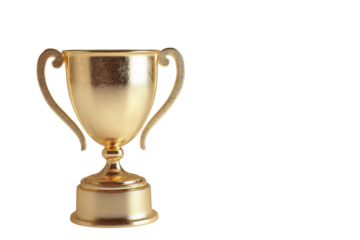 Polished, golden-hued trophy, standing alone against a muted, neutral backdrop.