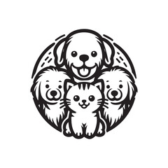 Cat and Dog Pet Shop Logo – Cute Animal Mascot Design for Pet Store Branding
