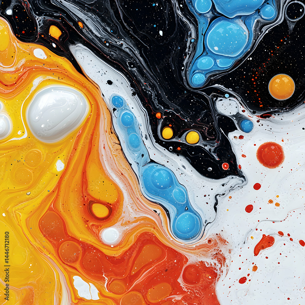 Poster abstract artwork with swirling paint creating a visual symphony. use for digital backgrounds textile