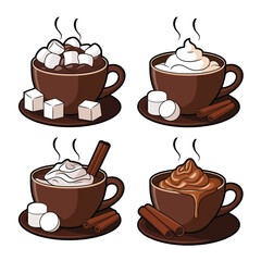 Four Delicious Hot Chocolate Variations with Toppings