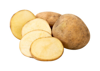 potato slices on a white isolated background