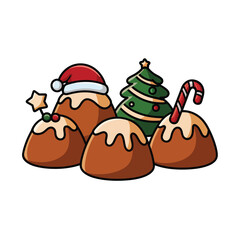 Christmas Pudding Treats with Santa Hat and Candy Cane