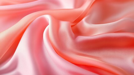 Obraz premium Soft, peachy-coral silk fabric's flowing folds.