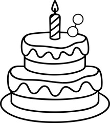 birthday cake outline vector illustration line art coloring book page