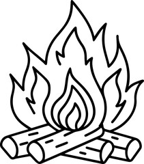 burning wood outline vector illustration line art coloring book page