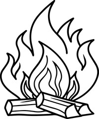 burning wood outline vector illustration line art coloring book page