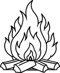 burning wood outline vector illustration line art coloring book page