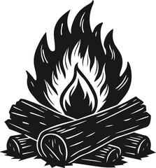 burning wood silhouette vector illustration