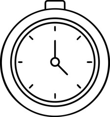 clock icon outline vector illustration line art coloring book page