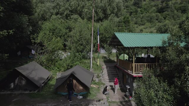 The Queen of Hills Manali, Hill Station, the Kullu Valley, formed by the Beas River. The town is located in the Kullu distri, Aerial Video in Manali Hills, Himachal Pradesh, india, Akhand Bharat.