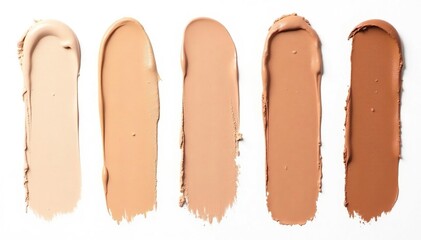 Fototapeta premium Swatches of foundation shades, isolated on white, pigment, professional, shade