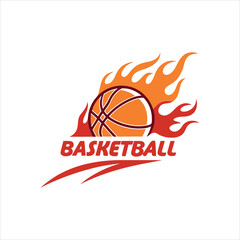 Flaming Basketball Logo with Bold Typography