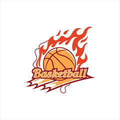 Obraz premium Flaming Basketball Logo with Bold Typography