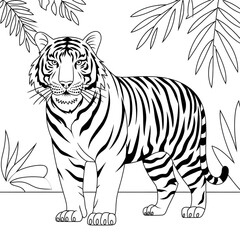 tiger on a white background coloring page 