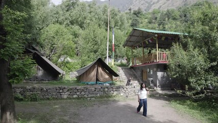 The Queen of Hills Manali, Hill Station, the Kullu Valley, formed by the Beas River. The town is located in the Kullu distri, Aerial Video in Manali Hills, Himachal Pradesh, india, Akhand Bharat.