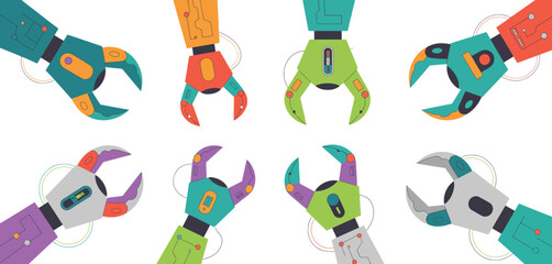 Colorful Robotic Arms Collection for Technology Concepts