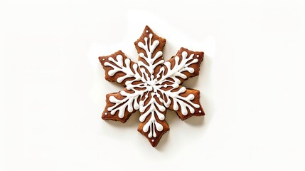 A gingerbread cookie presented in isolation on a spotless white background, clearly revealing the unique shape and charming details of this delicious treat. The cookie's distinct gingerbread aroma see