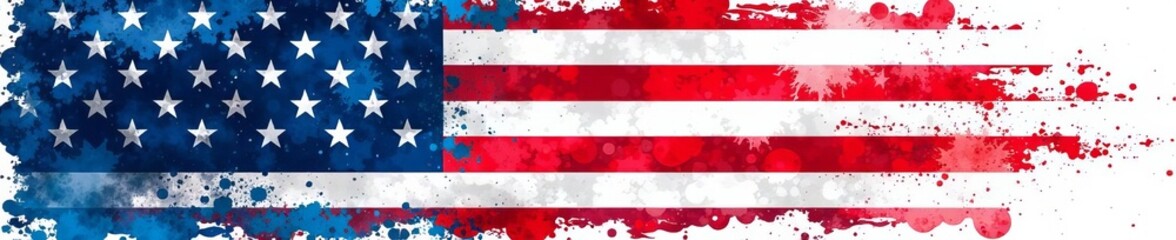 Abstract representation of American flag in distressed style on white, texture, background, nationalistic