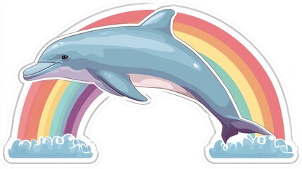Obraz premium Dolphin Under Rainbow Arc