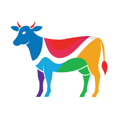 Fototapeta premium Silhouette-color-cow-logo-icon-vector-illustration 