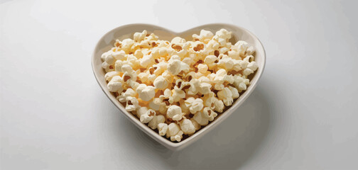 Heart Shaped Bowl of Buttery Popcorn for Movie Night