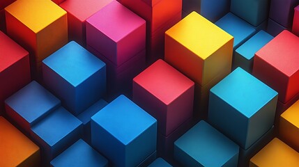 Arrangement of colorful cubes in close proximity