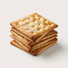 Stack of Sweet Sugar Crackers Ready to Eat
