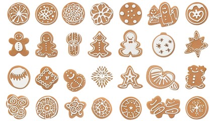A gingerbread cookie presented in isolation on a spotless white background, clearly revealing the unique shape and charming details of this delicious treat. The cookie's distinct gingerbread aroma see
