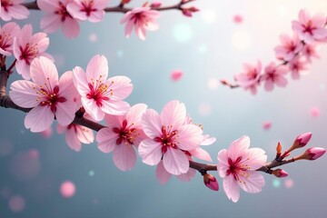 Naklejka premium Beautiful set of delicate and intricate sakura cherry blossom clip arts with soft colors, soft colors, nature, sakura