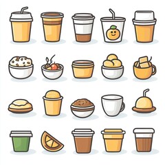 Pixel Art Food and Drink Icons: Coffee, Tea, and Sweet Treats