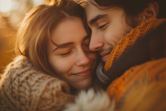 SWEET   joyful gathering of individuals embracing one another tightly with love and warmth amidst serene beauty of park    