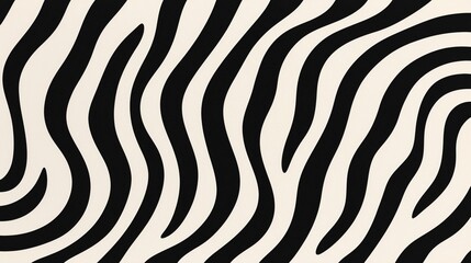 Black and white zebra stripes create an abstract, wavy pattern on a neutral background.