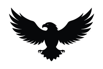 Obraz premium Silhouette vector of an eagle in flight with spread wings on a white background