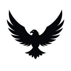 Obraz premium Silhouette vector of an eagle in flight with spread wings on a white background