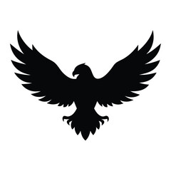 Obraz premium Silhouette vector of an eagle in flight with spread wings on a white background