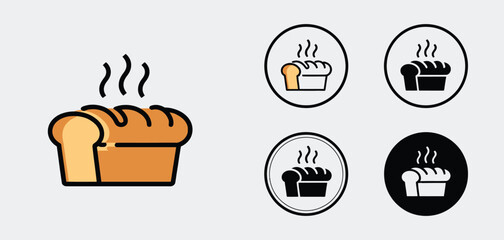 Freshly Baked Bread Loaf Icons Set for Bakery