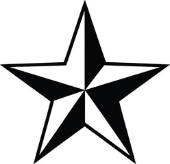 Obraz premium Black and White Five-Point Geometric Star Icon Vector