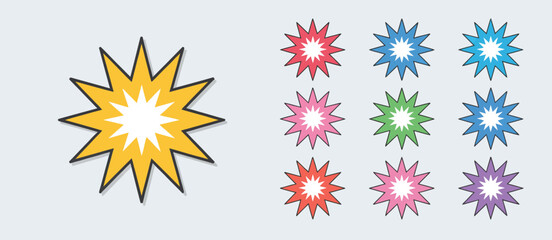 Colorful Starburst Shapes Graphic Design Elements