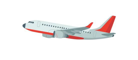 Commercial Airplane in Flight Side View Illustration