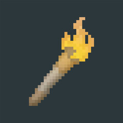Fototapeta premium traditional torch in pixel art style with isolated background