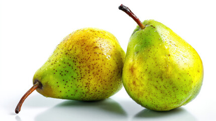 Two fresh pears on white background