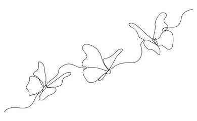 Continuous single line of beautiful flying butterfly nature animal wildlife concept for beauty fashion spa sketch drawing editable stroke vector illustration
