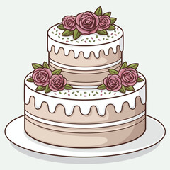 Delicious Two-Tiered Wedding Cake with Pink Roses