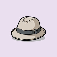 Classic Beige Fedora Hat Illustration Design