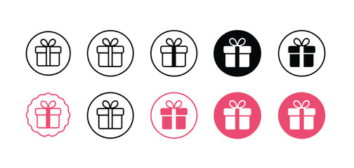 Gift Icon Set Various Styles and Colors for Design
